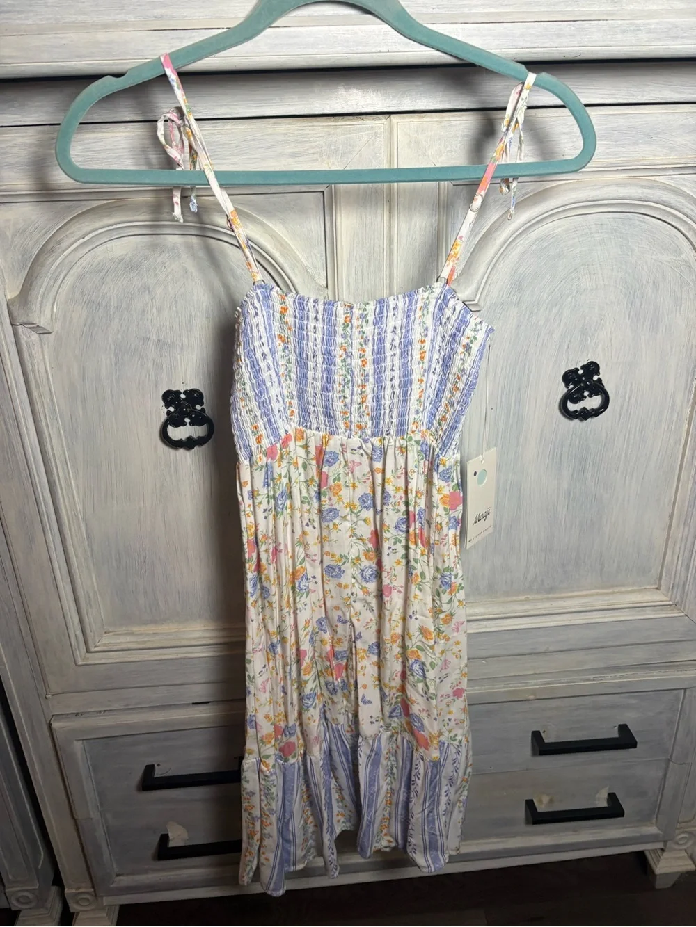 Maaji Peyton Girls Smocked Dress Ditsy Floral Cottagecore Beach Vacation